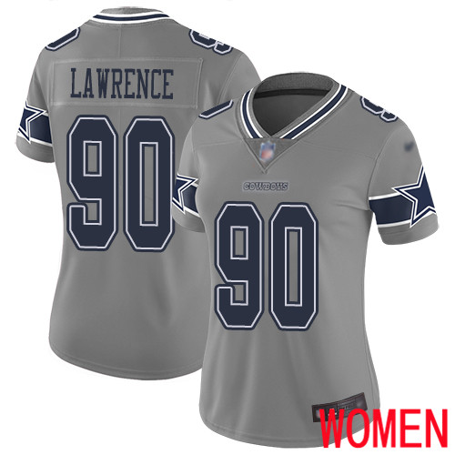 Women Dallas Cowboys Limited Gray DeMarcus Lawrence #90 Inverted Legend NFL Jersey